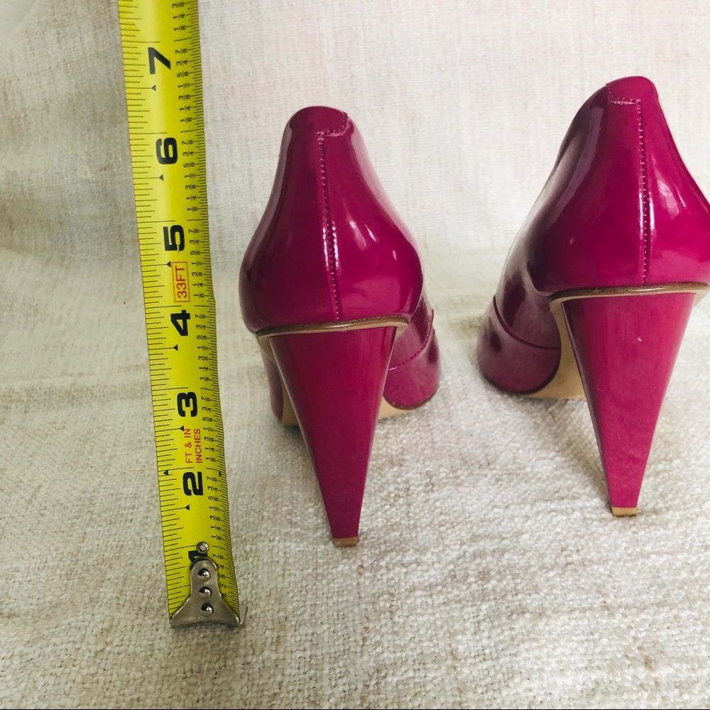 Nine West Glossy Fuchsia Patent Mid-Heel Pumps - Picture 4 of 5